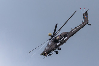 Второй день работы авиасалона МАКС-2017 в подмосковном Жуковском, 19 июля 2017 года. Вертолет Ми-28Н «Ночной охотник»