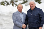 Президент России Владимир Путин и президент Белоруссии Александр Лукашенко во время встречи в Сочи, 22 февраля 2021 года