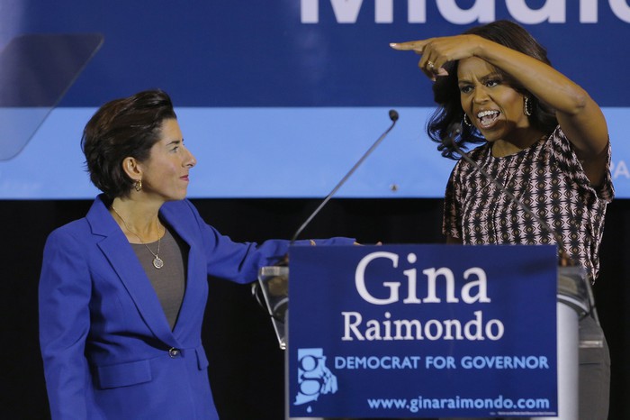 Мишель Обама выступает в&nbsp;поддержку Джины Раймондо, кандидата от Демократической партии в&nbsp;штате Род-Айленд