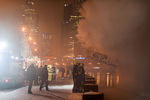 Ликвидация пожара на трехпалубном металлическом дебаркадере на набережной Тараса Шевченко