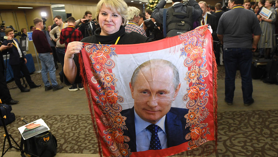 Перед большой пресс-конференцией президента России Владимира Путина в Центре международной торговли в Москве, 19 декабря 2019 года
