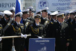 Команда барка «Крузенштерн» во время церемонии награждения победителей второго этапа международной Черноморской регаты больших парусных судов