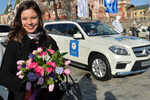 Елена Ильиных во время церемонии вручения автомобилей призерам Олимпийских игр в Сочи, 2014 год