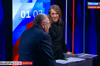 Владимир Жириновский и Ксения Собчак (кадр из видео)