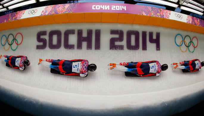 Российский скелетонист на Олимпиаде в Сочи, 2014 год