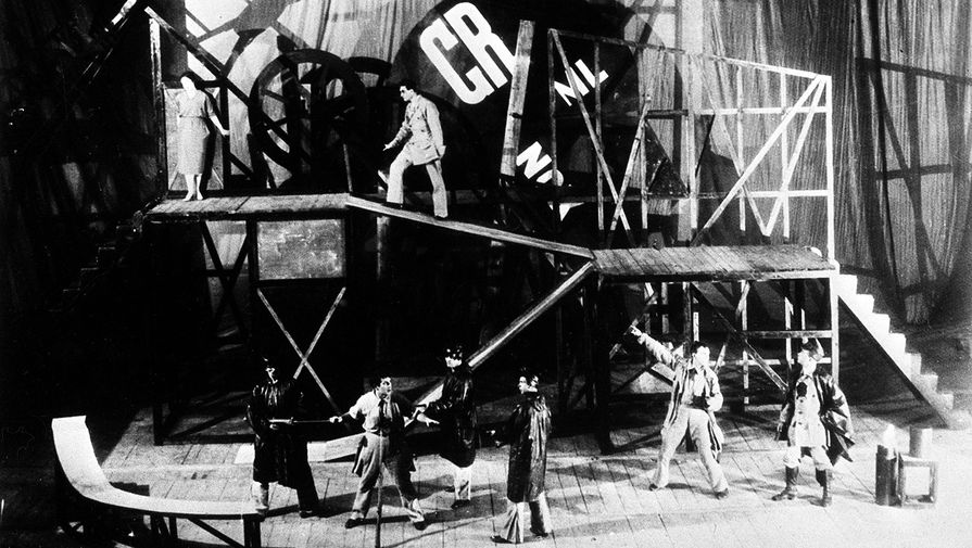 Сцена из спектакля &laquo;Великодушный рогоносец&raquo; в постановке В. Мейерхольда. Государственный театр имени Всеволода Мейерхольда. Премьера состоялась 25 апреля 1922 года