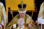 Король Великобритании Карл III во время церемонии коронации в Вестминстерском аббатстве, Лондон, 6 мая 2023 года
