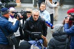 Актер Сергей Колесников на церемонии прощания с народной артисткой РСФСР Ларисой Голубкиной в Храме святителя Николая на Трех Горах в Москве, 25 марта 2025 года