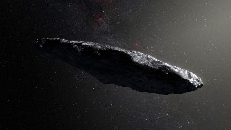 Первый известный межзвёздный астероид Оумуамуа в представлении художника