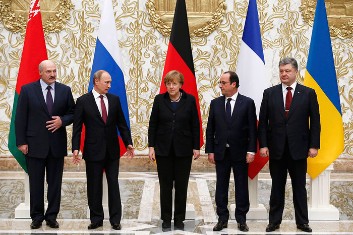 Лидеры государств во время встречи в&nbsp;Минске