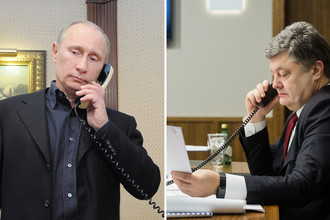 Президенты России и Украины Владимир Путин и Петр Порошенко, коллаж