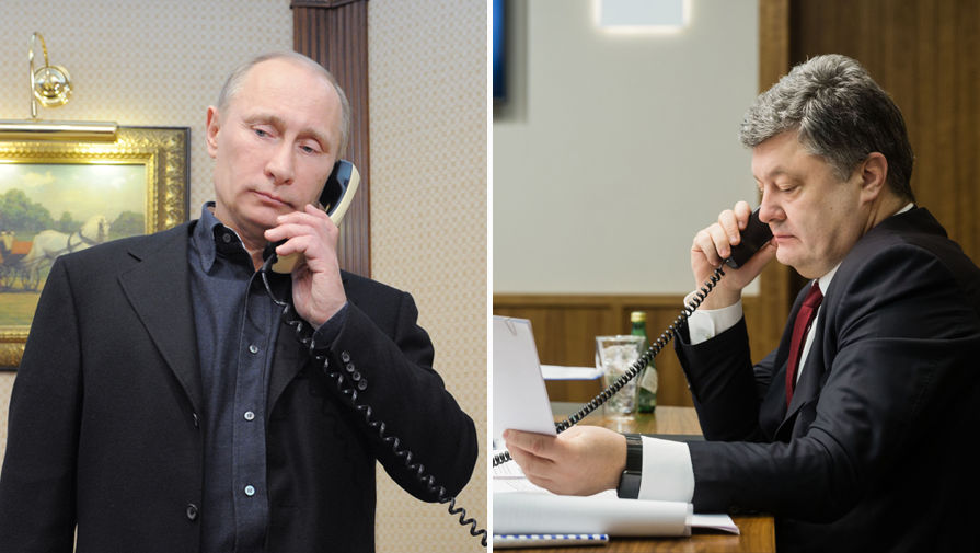 Президенты России и Украины Владимир Путин и Петр Порошенко, коллаж