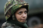 Военнослужащая украинской армии Надя, 36 лет, на территории военного лагеря не далеко от Луганска