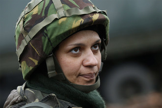 Военнослужащая украинской армии Надя, 36 лет, на территории военного лагеря не далеко от Луганска
