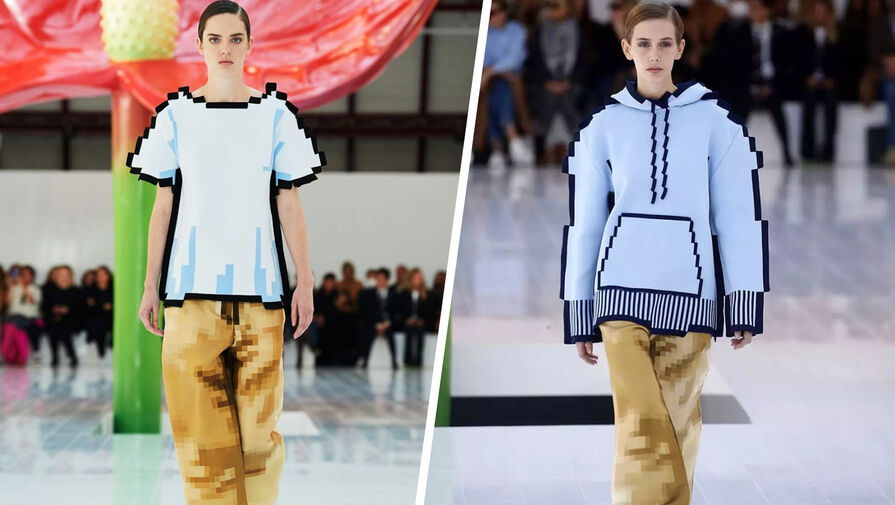 На Неделе моды в Париже бренд Loewe представил одежду в стиле игры Minecraft