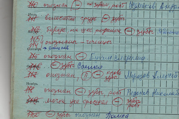 Тетрадь Ильючик, которую она вела для опознания тел