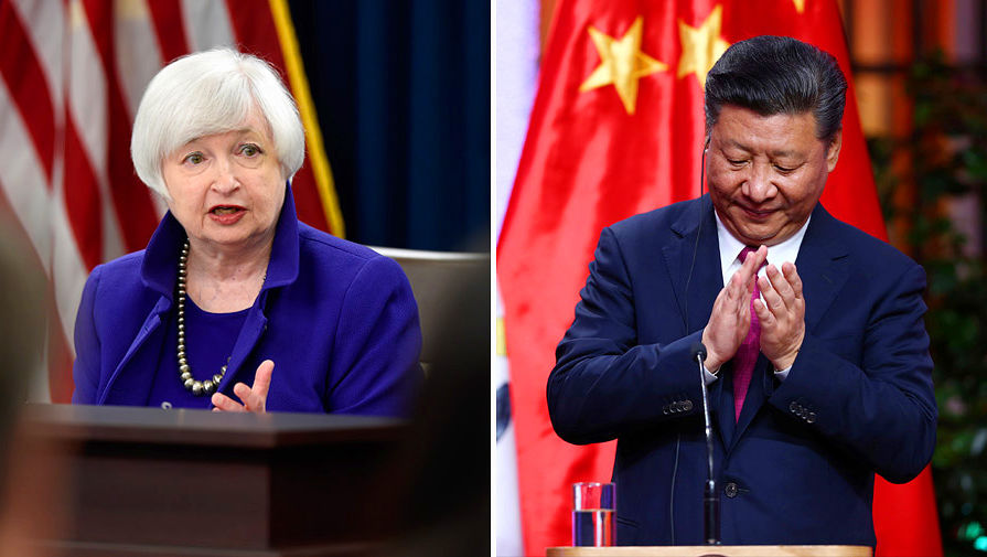 Глава ФРС США Джанет Йеллен и председатель КНР Си Цзиньпин, коллаж