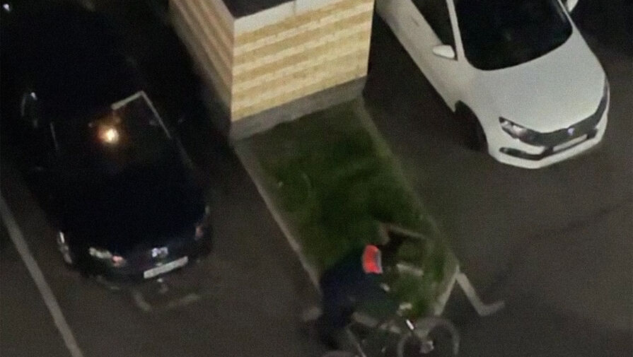В Петербурге велосипедист поджег автомобиль и попал на видео