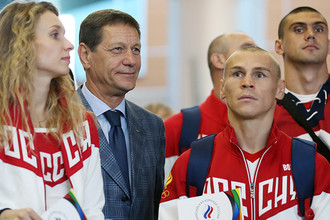 В аэропорту Шереметьево во время проводов сборной России на XXXI летние Олимпийские игры в Рио-де-Жанейро