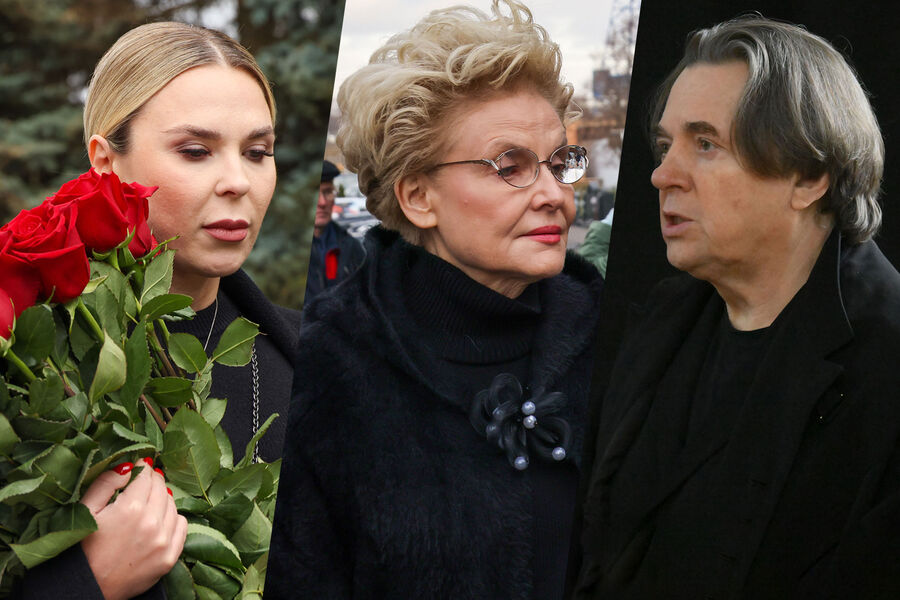 Елена Малышева, Пелагея, Константин Эрнст на&nbsp;церемонии прощания с&nbsp;телеведущим Юрием Николаевым в&nbsp;Москве, 8&nbsp;ноября 2025&nbsp;года