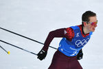 Денис Спицов на дистанции эстафеты 4x10 км среди мужчин в соревнованиях по лыжным гонкам на XXIII зимних Олимпийских играх