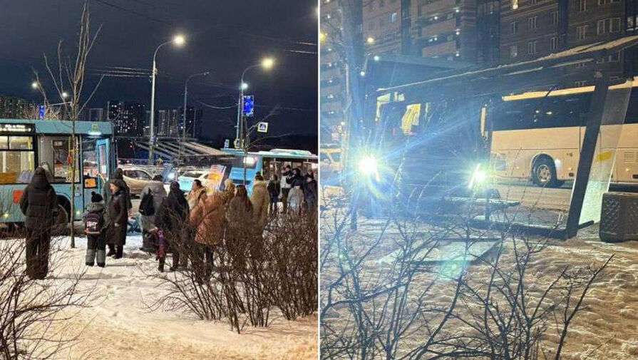 В Петербурге автобус протаранил остановку