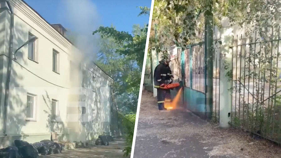 В Красноярске на территории детского сада произошел пожар
