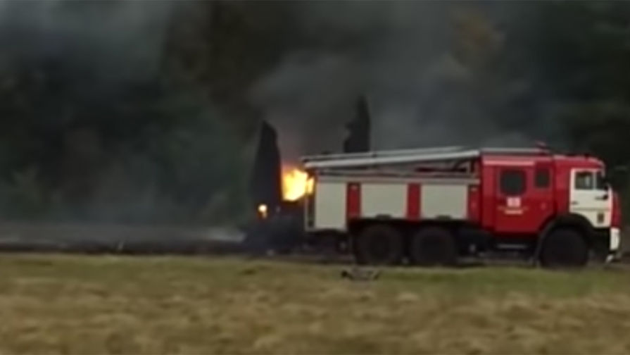 Последствия крушения Миг-31, 19 сентября 2018 года (кадр из&nbsp;видео)