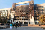 Сгоревшее здание акимата города Талдыкоргана, 6 января 2022 года