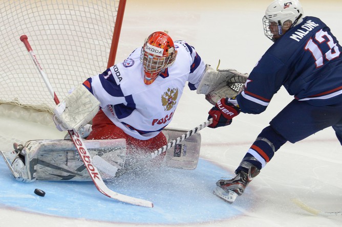 Полуфинал юниорского чемпионата мира по хоккею. Россия - США