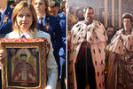 Наталья Поклонская с портретом царя Николая II и кадр из фильма Алексея Учителя «Матильда», коллаж