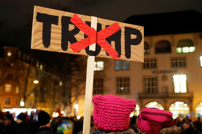Акция протеста против визита президента США Дональда Трампа в Швейцарию в Цюрихе, 23 января 2018 года