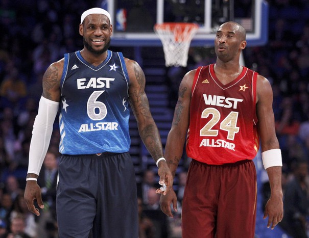 Леброн Джеймс (№6) и Коби Брайант