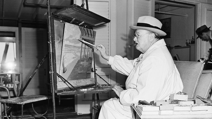 Уинстон Черчилль пишет картину во Флориде, 29 января 1946 года