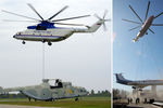 Тяжелый транспортный вертолет Ми-26 во время транспортировки вертолета Ми-26 и самолета Ту-134, коллаж «Газеты.Ru»