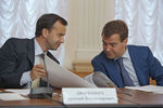 Помощник президента Аркадий Дворкович и президент России Дмитрий Медведев, 2008 год