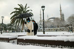 Во время снегопада в Стамбуле, Турция, 24 января 2022 года
