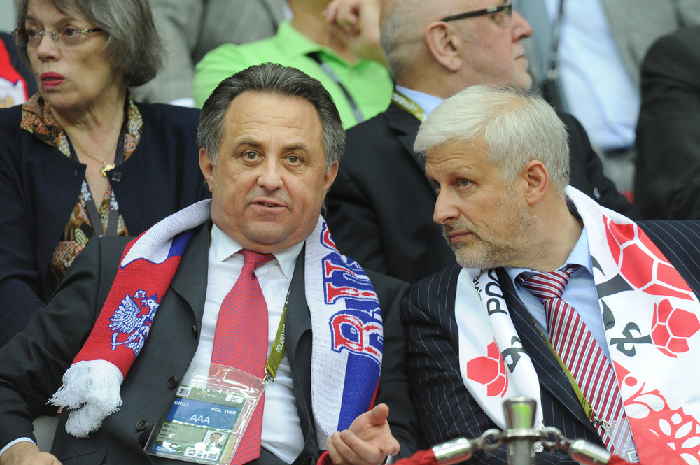 Фурсенко и Виталий Мутко на матче Польша — Россия