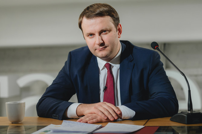 Министр экономического развития Максим Орешкин во время интервью в редакции «Газеты.Ru»