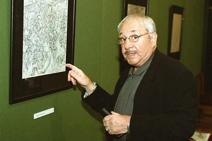Эрнст Неизвестный на&nbsp;выставке своих работ, 1999&nbsp;год