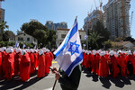 Во время протестов против судебной реформы в Тель-Авиве, Израиль, 16 марта 2023 года