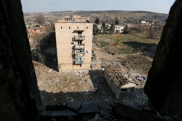Вид на&nbsp;Артемовск (Бахмут), разрушенный в&nbsp;результате обстрелов , 24&nbsp;марта 2023&nbsp;года