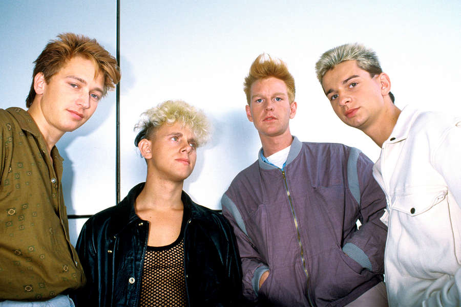 Участники группы Depeche Mode Алан Уайлдер, Мартин Гор, Энди Флетчер, Дэйв Гаан (слева направо), 1983&nbsp;год
