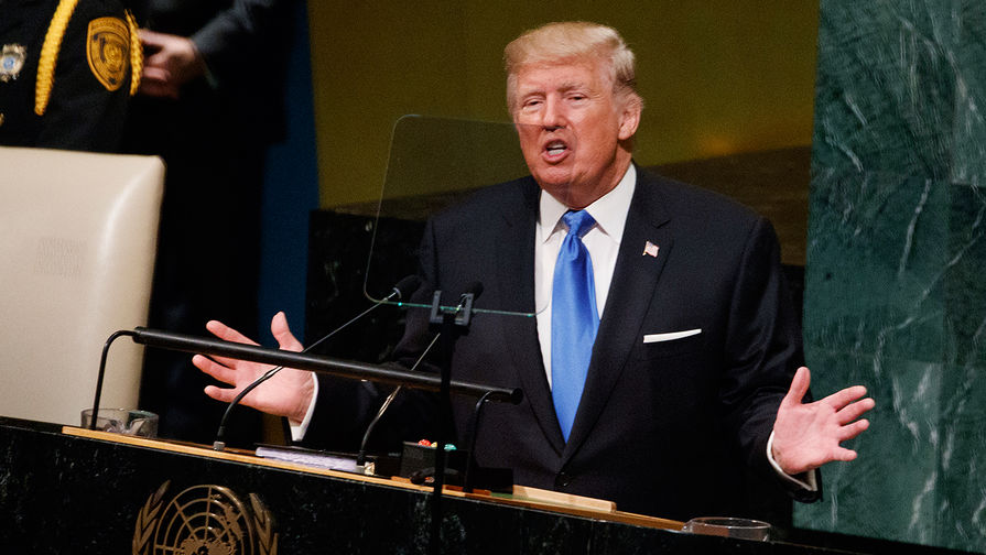 Президент США Дональд Трамп во время обращения к участникам Генассамблеи ООН в Нью-Йорке, 19 сентября 2017 года