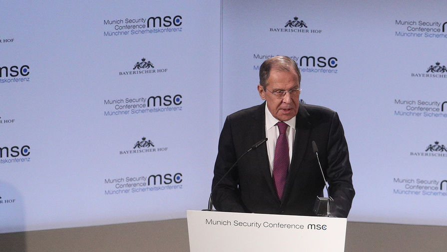 Министр иностранных дел РФ Сергей Лавров во время выступления в рамках Мюнхенской конференции по безопасности, 16 февраля 2019 года