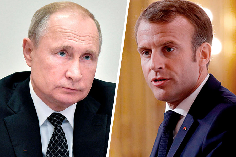 Президент России Владимир Путин и президент Франции Эммануэль Макрон (коллаж)