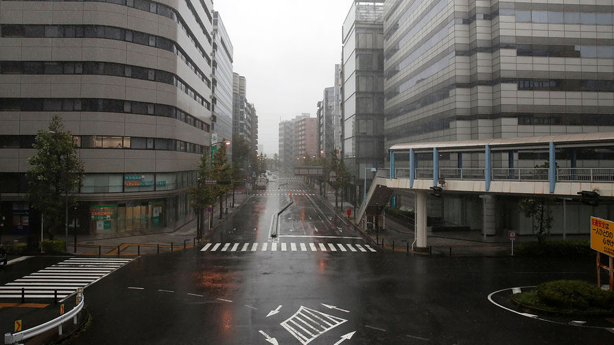Безлюдные улицы Йокогамы перед тайфуном &laquo;Хагибис&raquo;, 12 октября 2019 года