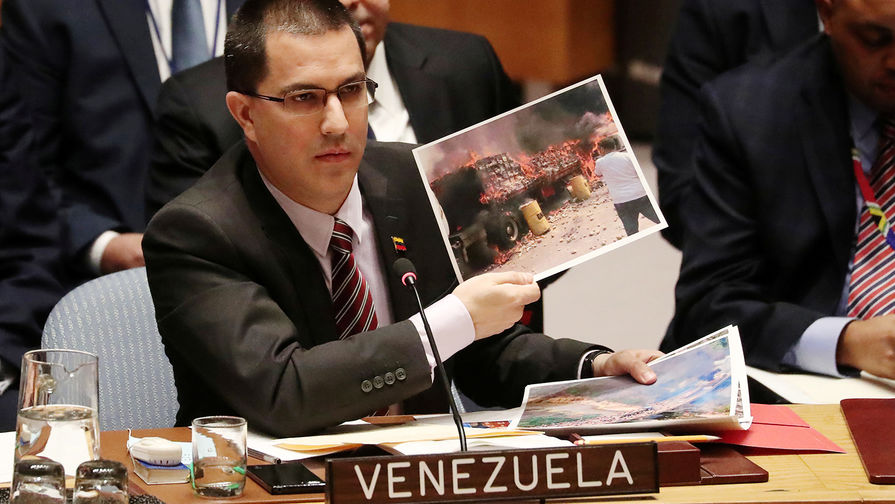 Министр иностранных дел Венесуэлы Хорхе Арреаса во время встречи Совбеза ООН в Нью-Йорке по ситуации в Венесуэле, 26 февраля 2019 года