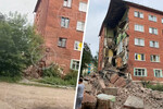 На месте обрушения пятиэтажного многоквартирного жилого дома в Омске, 12 августа 2022 года