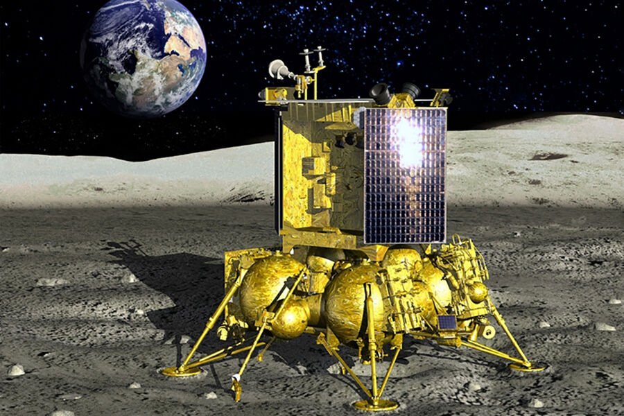 Визуализация аппарата «Луна-25» на поверхности Луны